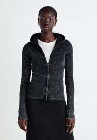 Weekday DYED FITTED ZIP HOODIE - Gilet - black