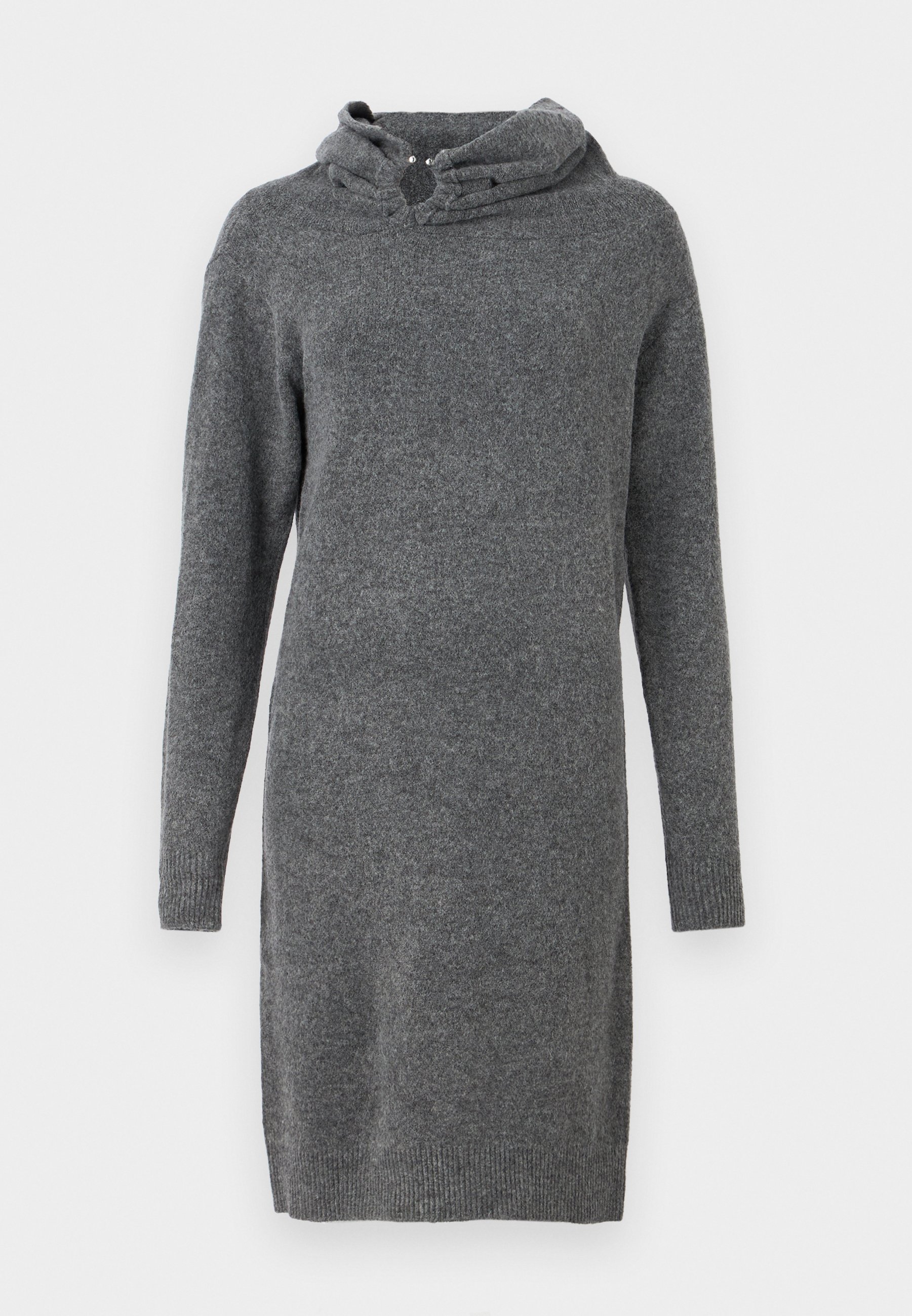 Leather Trimmed Wool Jumper Dress グレー VILA VIKENYA OFF SHOULDER SHORT DRESS - Jumper dress - dark grey