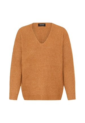 Oxmo, HEAVY KNIT V-NECK - Πουλόβερ - brown sugar