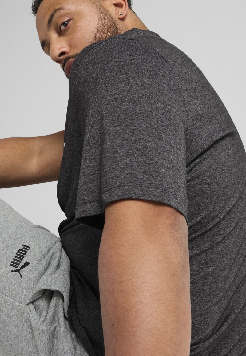 Puma ESSENTIALS NO 1 LOGO HEATHER - Triko s potiskem - black