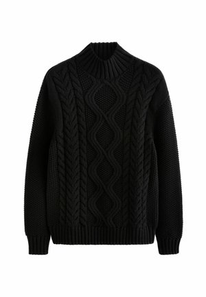 FIT RICH CABLE CREW - REGULAR FIT - Strickpullover - black