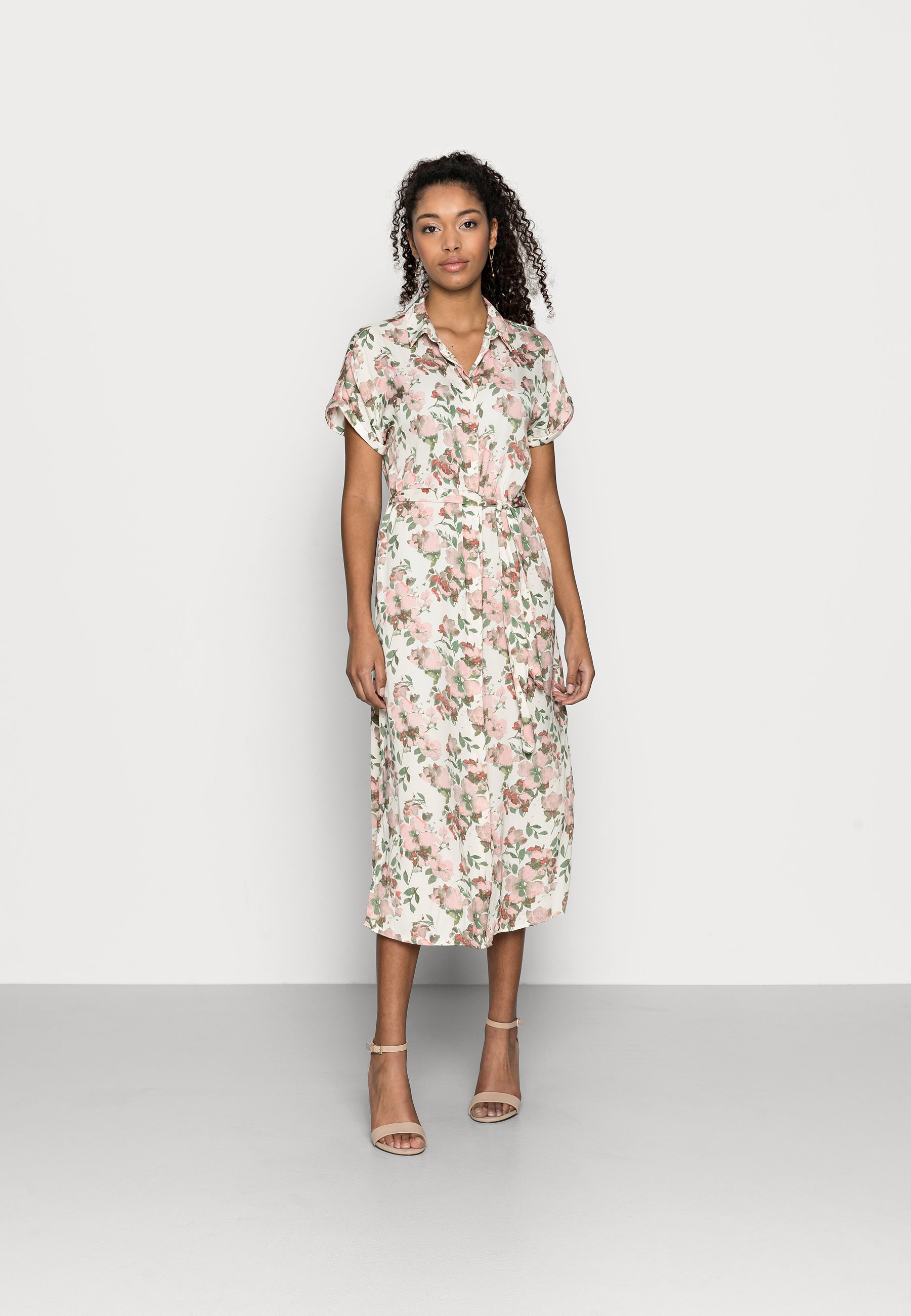 Vero Moda Petite VMINES WIDE CALF SHIRTDRESS - Blusenkleid - birch/ines/offwhite  - Zalando.at