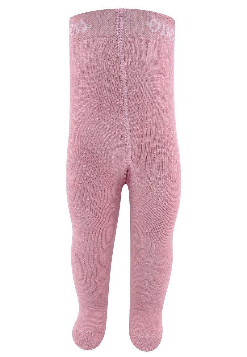 Rosa Baumwollstrumpfhosen mit glatter Textur und geripptem Knöchel-Design. Sie verfügen über eine nahtlose Zehenpartie und dezente Logodetails an der Taille.