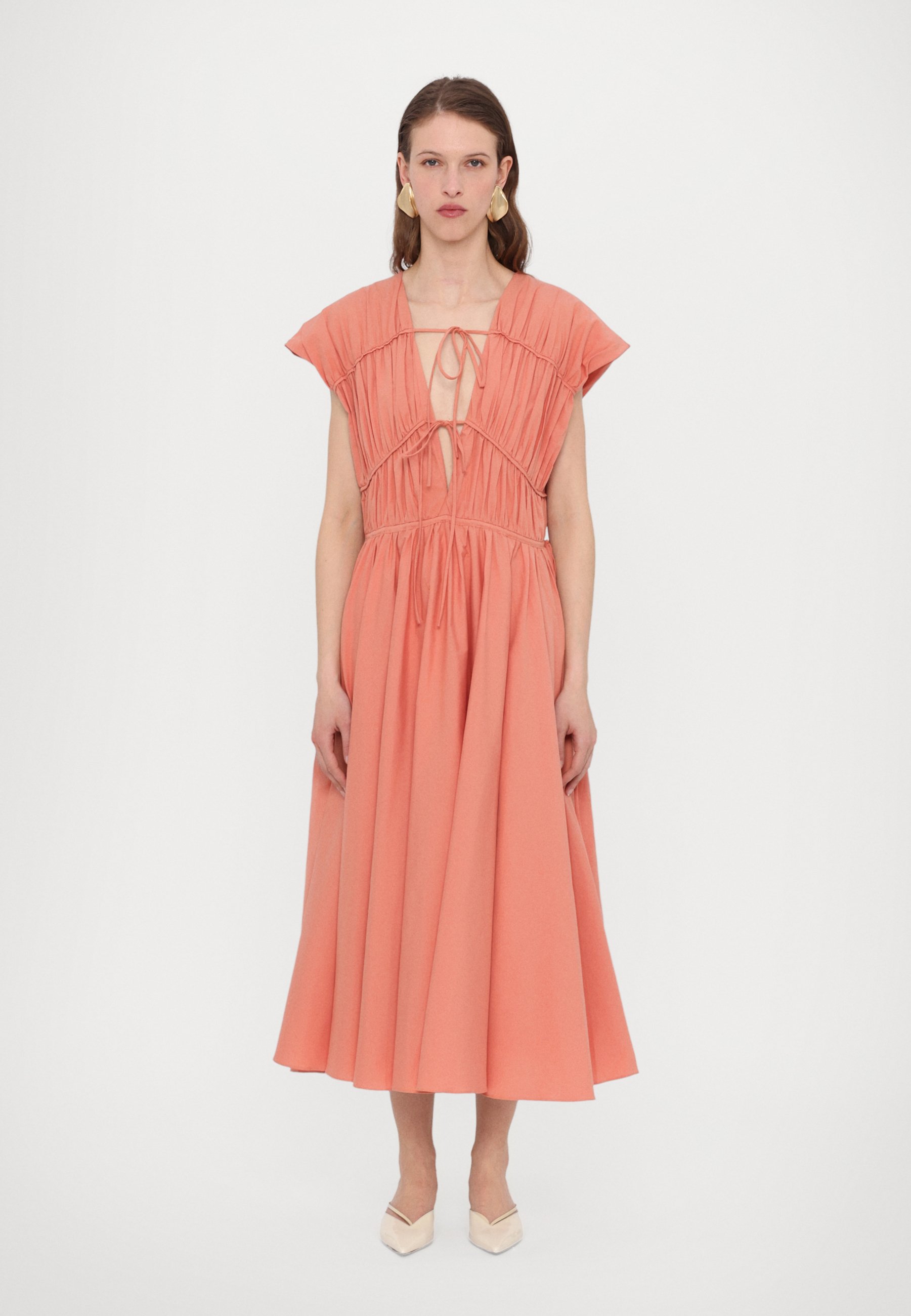strapless open back dress We All Know Coral Orange Sandals, 6 - The Mint Julep Boutique main image 0