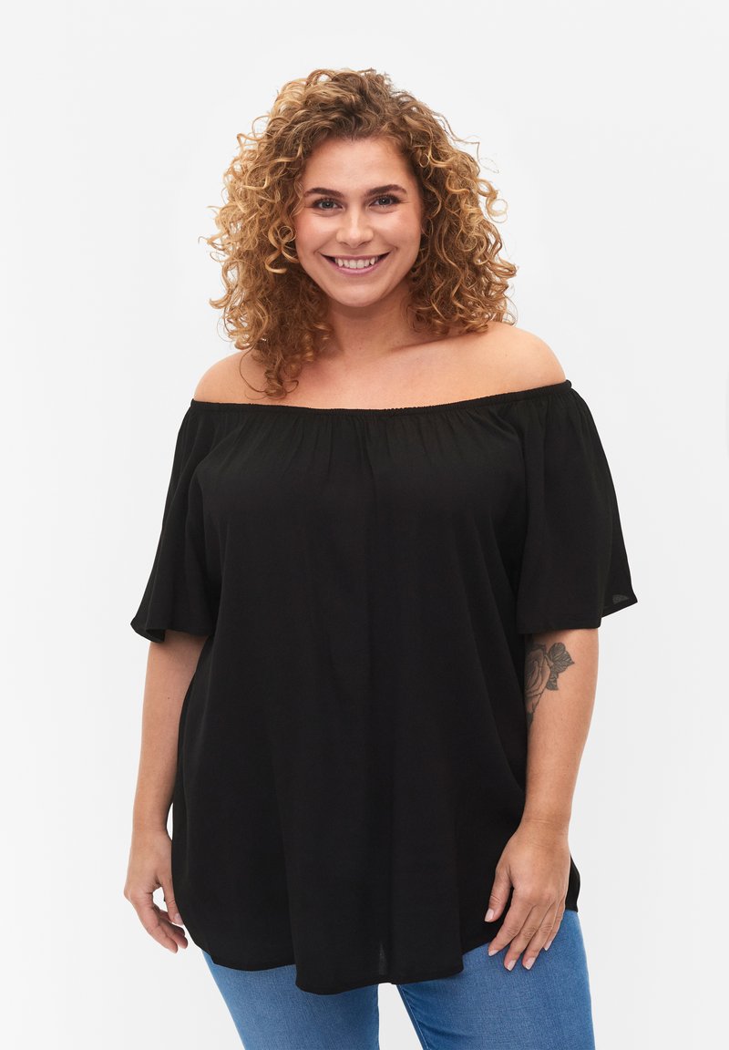 Zizzi WITH SHORT SLEEVES - Bluza - black