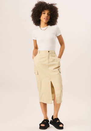 MIDI - Pencil skirt - stone