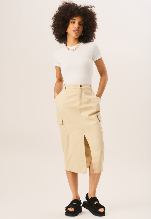 MIDI - Pencil skirt - stone