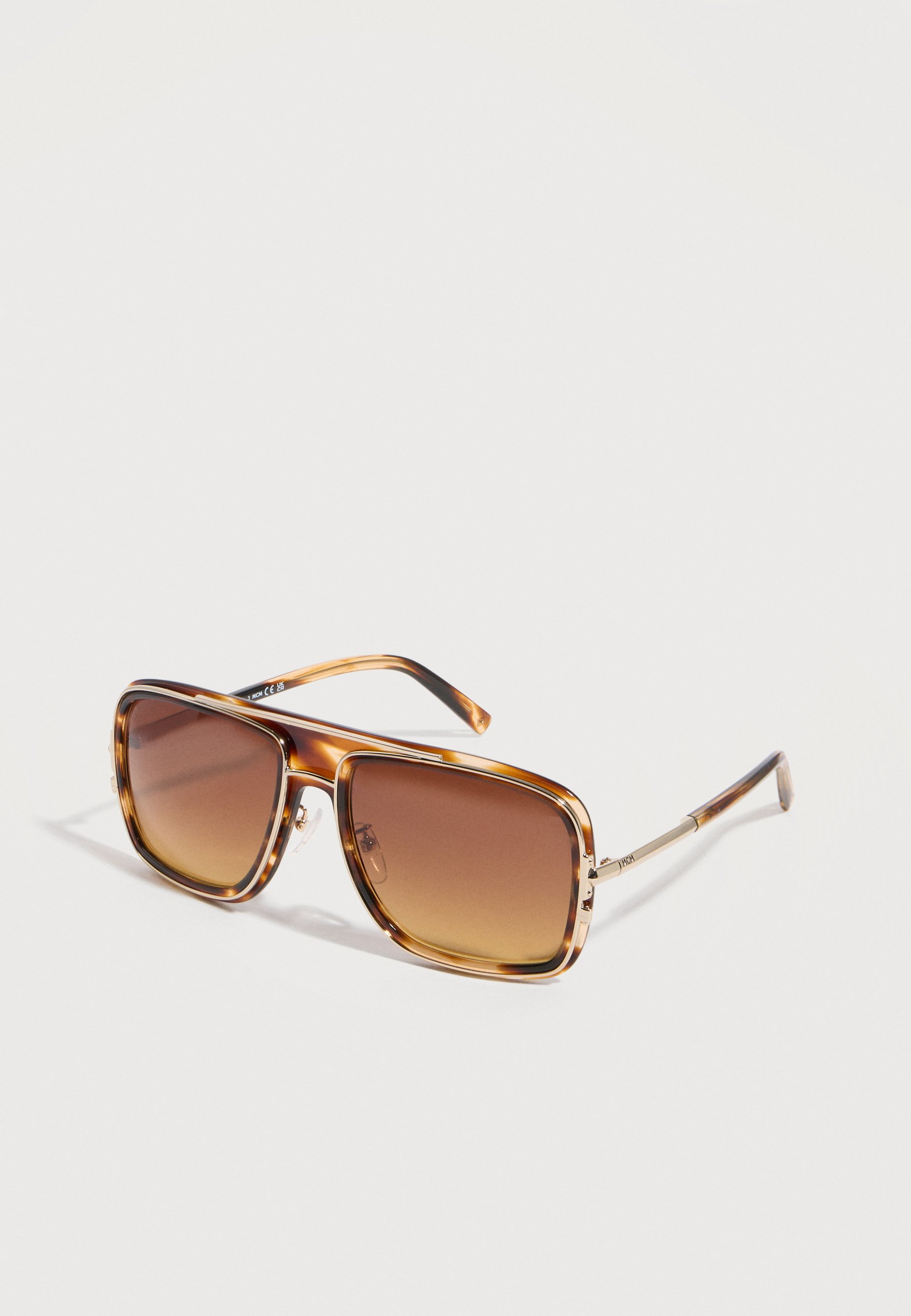 MCM Tortoiseshell Rectangular Sunglasses with Brown Lenses One Size Monogram Square Sunglasses Brown | MCM ®US main image 3