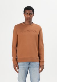 TOM TAILOR EMBOSSED - Sweater - deep cognac