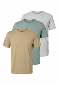 Selected Homme - 3ER-PACK - Tricou basic - light grey melange Imagine miniatură 1