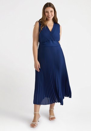 PLISSÉ CON SCOLLO V - Vestito lungo - blu