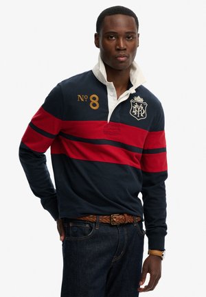 DOUBLE EMBLEM STRIPE RUGBY - Polo - navy/red chest band stripe