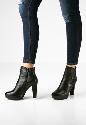 High heeled ankle boots - black