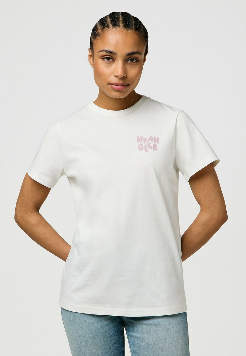 Wrangler SHORT SLEEVE - SLIM FIT - Printtipaita - worn_white