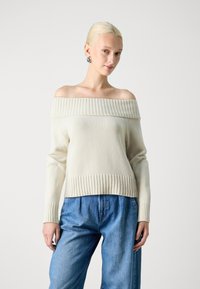 Noisy May NMLIMA OFF SHOULDER - Strikkegenser - oatmeal
