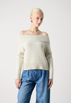 NMLIMA OFF SHOULDER - Strikkegenser - oatmeal