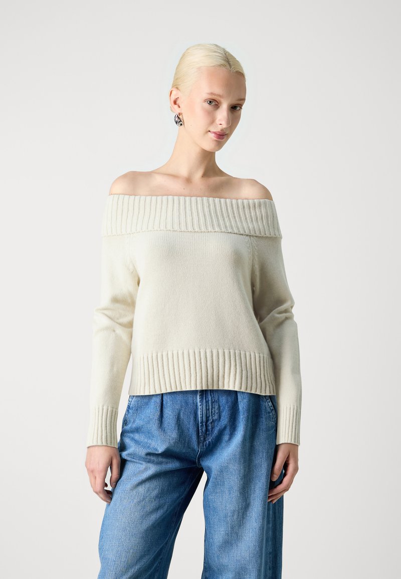 Noisy May NMLIMA OFF SHOULDER - Strikkegenser - oatmeal