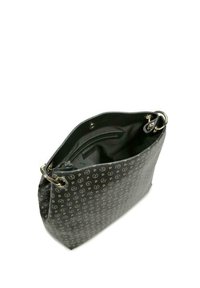 Borsa tote nera con un esterno a motivi che presenta piccoli loghi. Dotata di accessori in argento, un ampio interno e una finitura liscia.