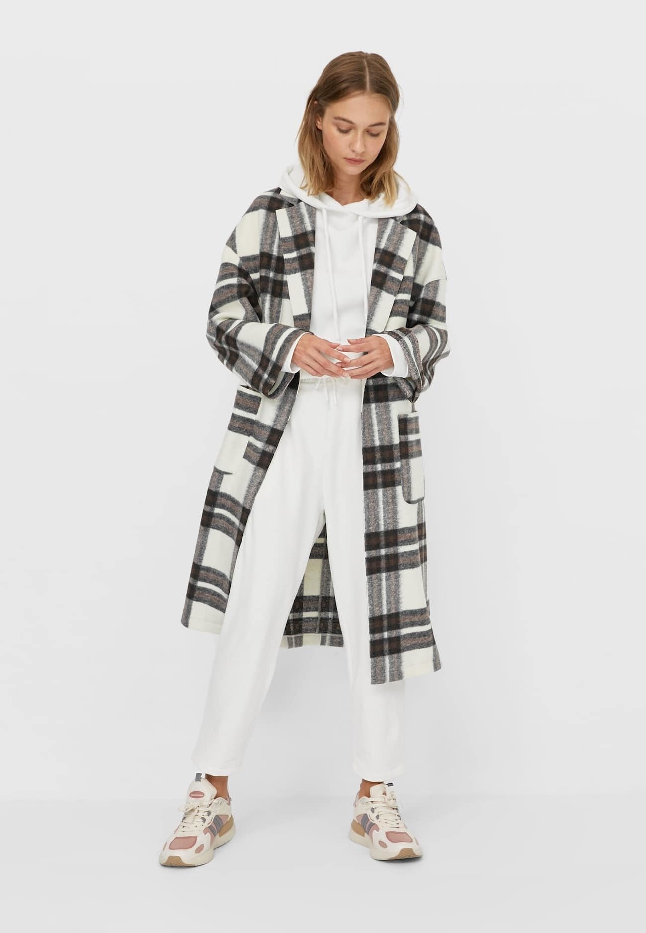 Stradivarius check coat Clearance