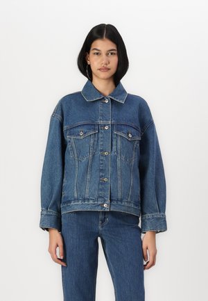 Oversized Distressed Denim Trucker Jacket - Denim jacket - med tinted