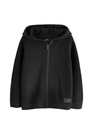 Next, KNITTED ZIP THROUGH HOODIE - Cardigan - black
