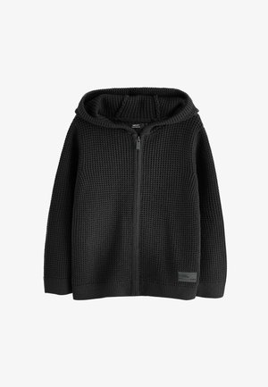 Next, KNITTED ZIP THROUGH HOODIE - Cardigan - black