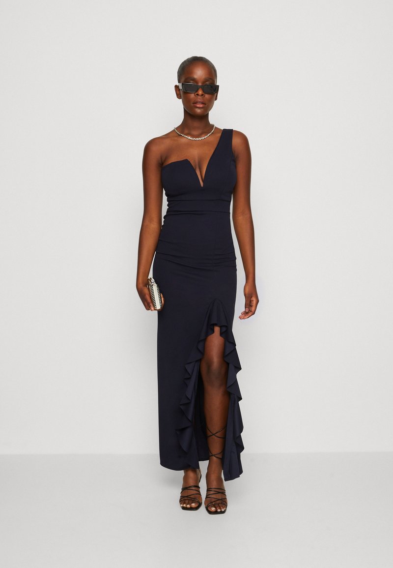 WAL G. SOYA ONE SHOULDER RUFFLE MAXI DRESS - Occasion wear - navy blue/dark  blue - Zalando.ie