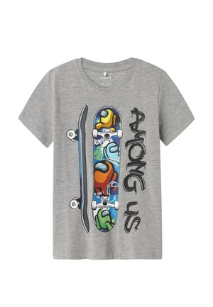 NKMFOCUS AMONGUS - T-shirt con stampa - grey melange