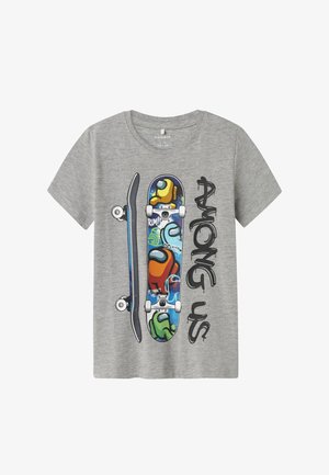 Name it NKMFOCUS AMONGUS - T-shirt print - grey melange