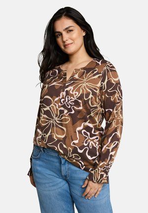 TOM TAILOR, T-SHIRT BLOUSE ALLOVERPRINT - Blouse - brown big flower design
