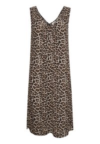 Ärmelloses Kleid mit Leopardenmuster aus leichtem Stoff, mit V-Ausschnitt und einer lässigen, A-Linie Silhouette sowie einer glatten Textur.