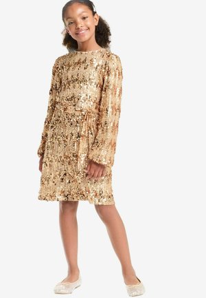 Lipsy REGULAR FIT - LONG SLEEVE SEQUIN - Koktejlové šaty / šaty na párty - rose gold