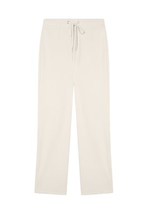 Pantaloni da tuta casual color crema con vita regolabile, design a gamba dritta e texture morbida e liscia. Senza motivi o accenti.