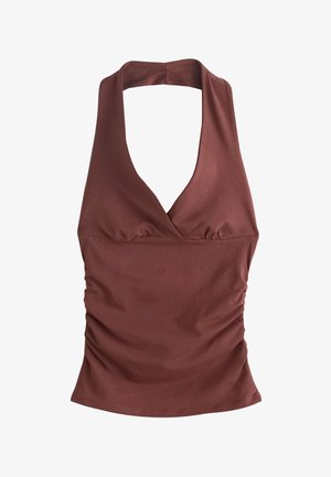 Next, REGULAR FIT - RUCHED SIDE HALTER NECK SLEEEVLESS TOP . - Débardeur - chocolate brown