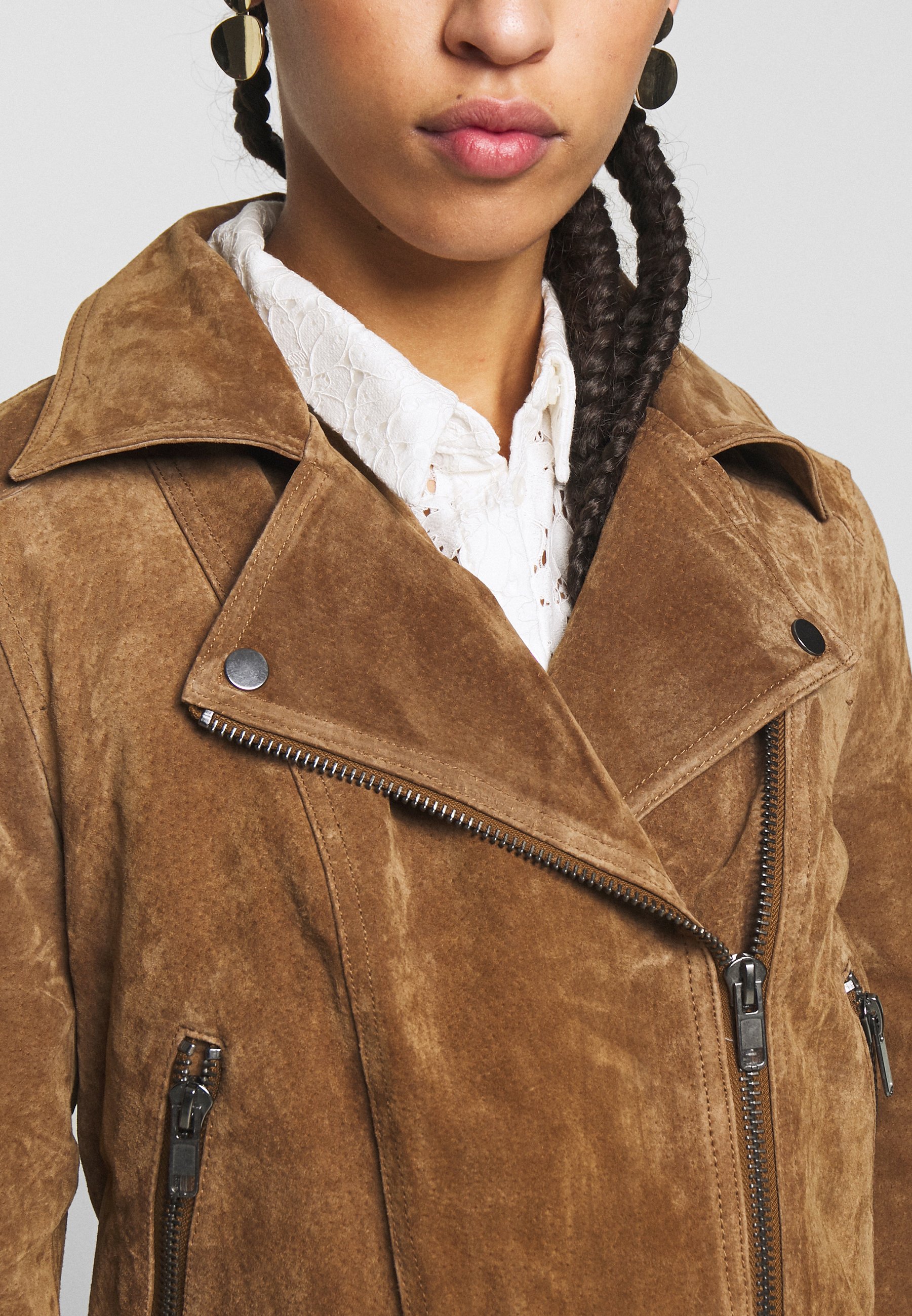 Pieces PCANA SUEDE JACKET Skinnjacka cognac Zalando.se Pieces PCANA SUEDE JACKET Skinnjacka cognac Zalando.se