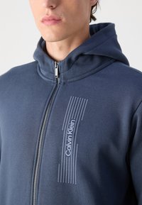 Calvin Klein HORIZONTAL LOGO ZIP THRU HOODIE - Φούτερ με φερμουάρ - ink
