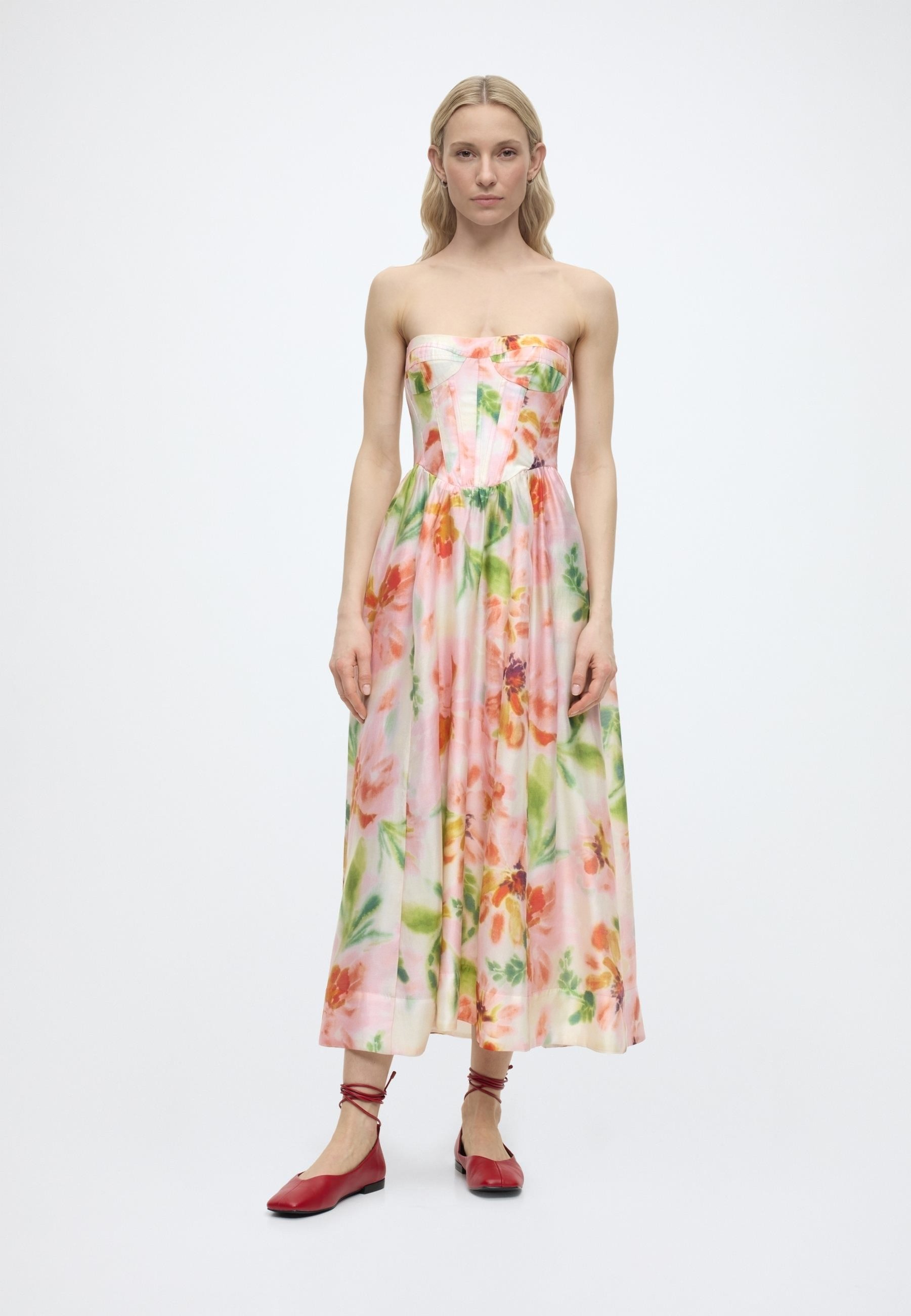 Bardot LOLA CORSET MIDI DRESS - Day dress - pink floral/pink - Zalando.ie