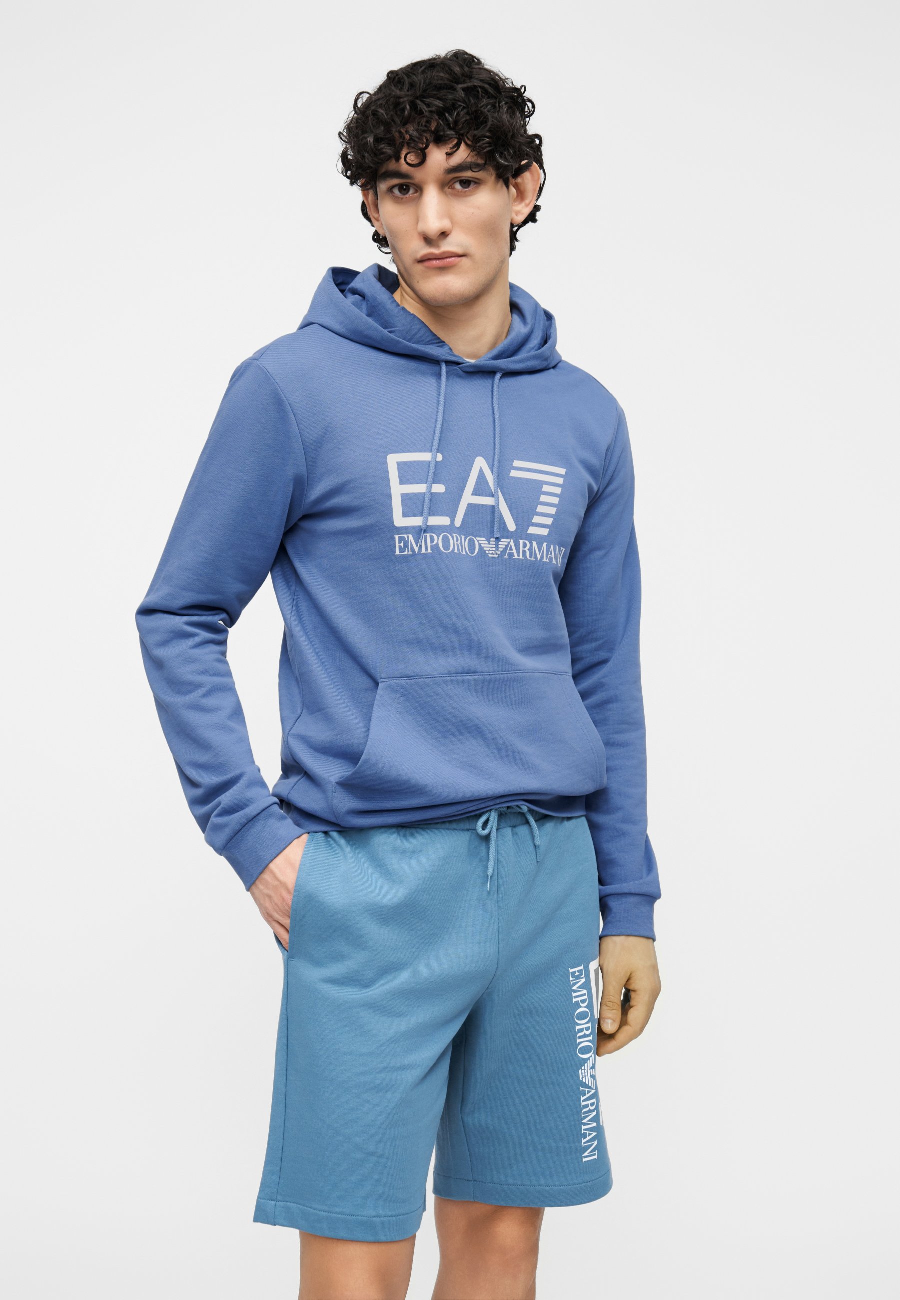 EA7 Emporio Armani TRAIN CORE BIG LOGO UNISEX - Hoodie - blue