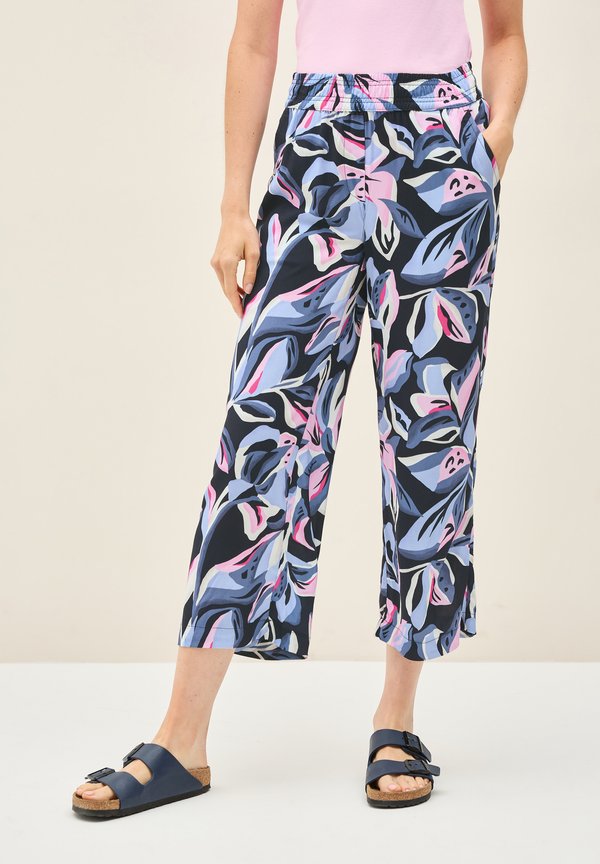 GEMUSTERTE WIDE LEG - Stoffhose - blau