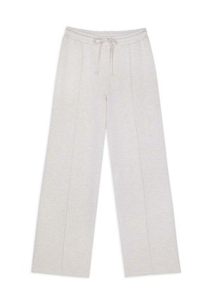 Light grey, wide-leg sweatpants made of soft fabric. Elastic waistband with drawstring. Features subtle side seams for added detail.