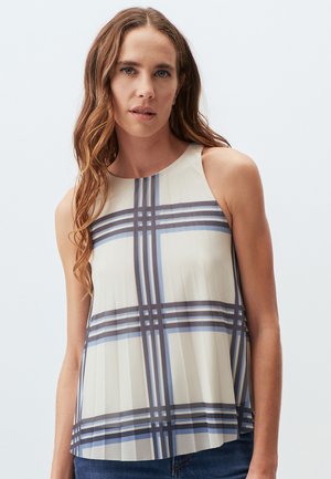 SLEEVELESS PLAID PATTERNED PLEATED  - Bluse - ekru