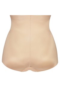Faja beige con una textura suave y elástica, diseño de cintura alta y costuras mínimas, que proporciona un aspecto sin costuras bajo la ropa.