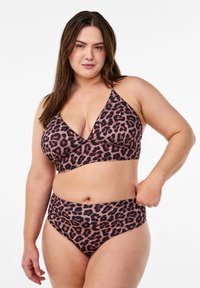 Zizzi GEBLÜMTES MIT BINDEVERSCHLUSS - Bikini-Top - leopard aop