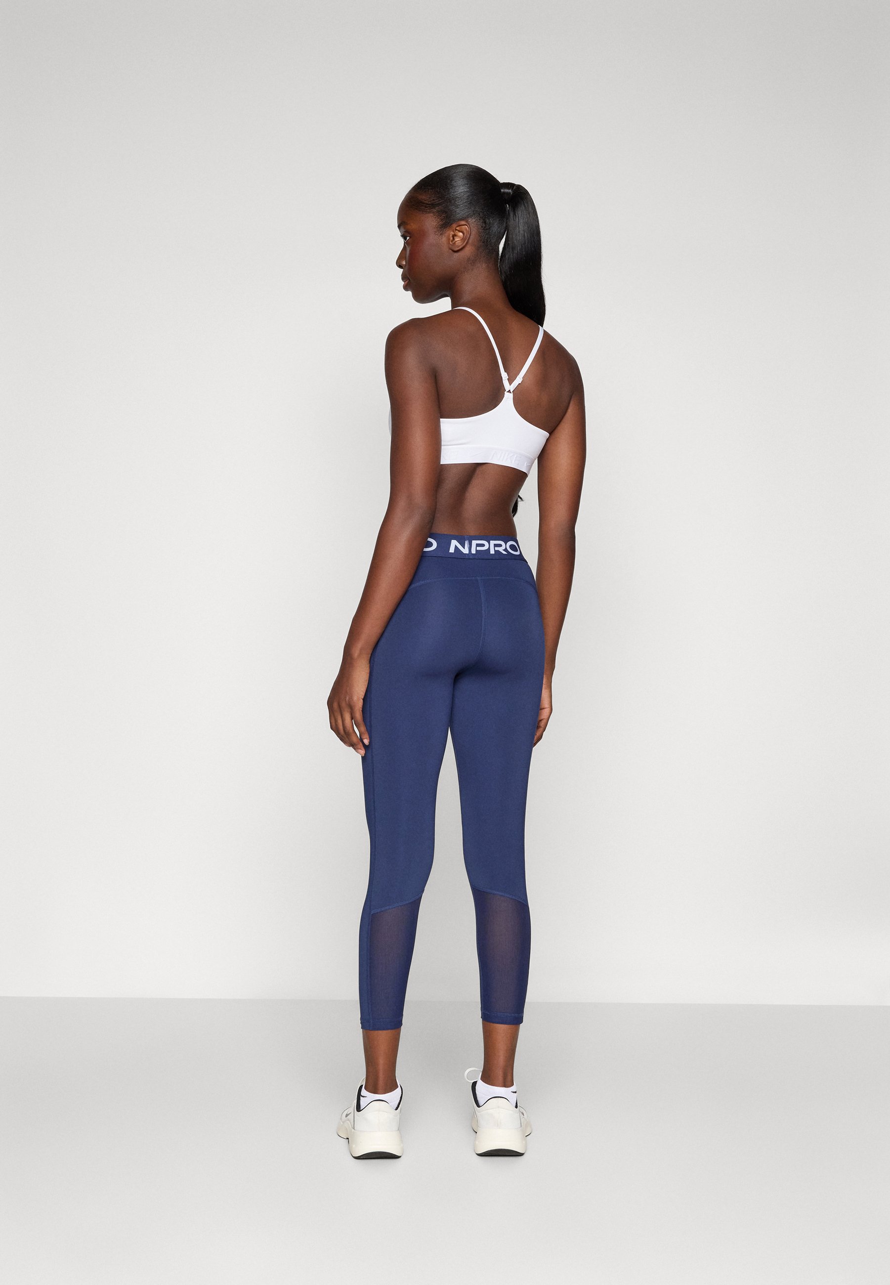 nike yoga luxe crop top in blue grey