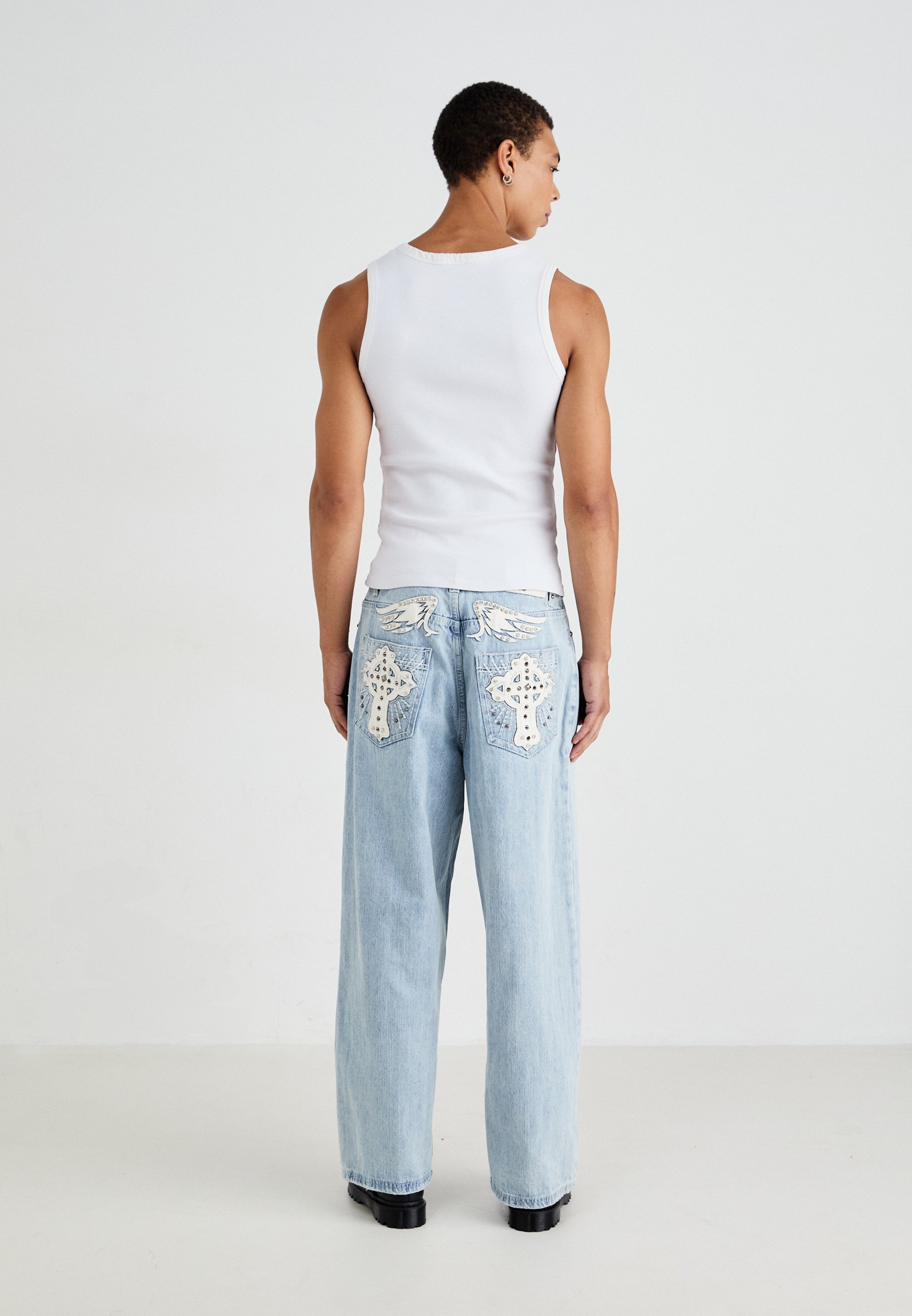 Jaded London APPLIQUE CROSS COLOSSUS - Baggy Jeans - blue