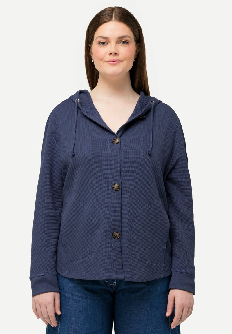 Ulla Popken WAFFLE TEXTURE - Kardigan - ink blue