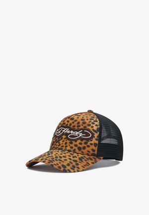 Ed Hardy, UNISEX LEOPARD PRINT 5 PANEL TRUCKER - Cap - brown