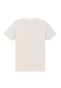 Kortärmad t-shirt med rund halsringning i ljusbeige bomull, med en enkel baksida utan synliga mönster eller grafik.