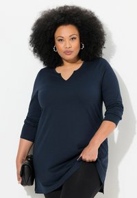 Ulla Popken NOTCH NECKLINE  - Top s dlouhým rukávem - navy blue