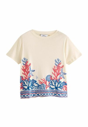 SHORT SLEEVE CREW NECK   REGULAR FIT - T-shirt med print - white blue